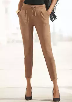 Брюки-слипоны LASCANA из искусственной замши с карманами, удобные тканевые брюки, цвет Camelfarben