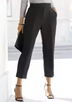 Брюки-слипоны LASCANA, с подвернутым краем, элегантные костюмные брюки, деловой образ, черный