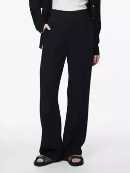 Брюки-слипоны "PCVINSTY HW LINEN PANT NOOS BC" Pieces, черный