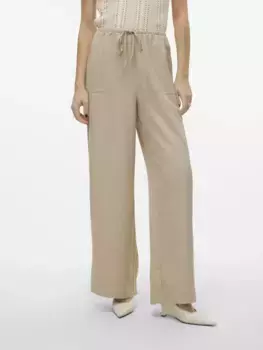 Брюки-слипоны Vero Moda "VMMELANEY HW LOOSE PANT WVN GA NOOS", цвет Overcast Detail:Melange