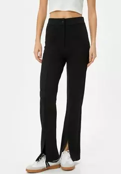 Брюки SLIT DETAIL RIBBED HIGH RISE BUTTON CLOSURE Koton, цвет black