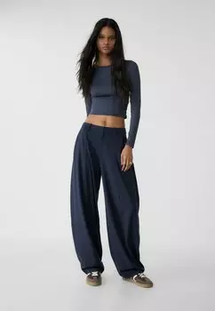 Брюки SMART BAGGY WITH SEAM DETAIL Stradivarius, темно-синий