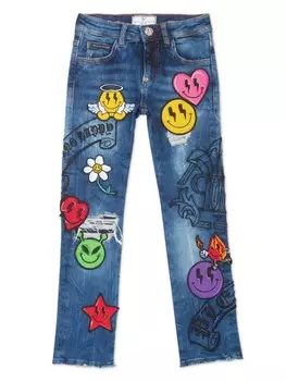 Брюки Smile свободного кроя Philipp Plein Junior, синий