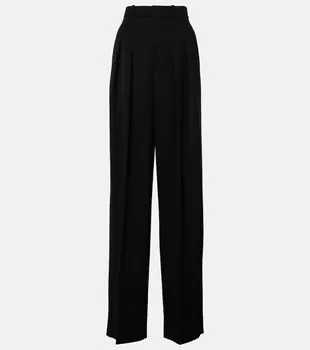 Брюки смокинг из высококачественной шерсти Grain De Poudre Saint Laurent, нуар