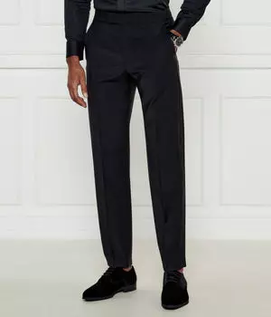 Брюки-смокинг шерстяные Paul Boss Regular Fit, черный