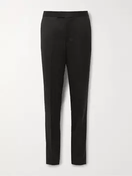 Брюки-смокинги Hampton Slim-Fit из шерсти и саржи с отделкой в крупный рубчик Favourbrook, черный
