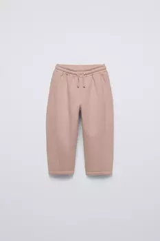 Брюки со швами и этикеткой ZARA, коричневый/серо-коричневый