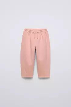 Брюки со швами и этикеткой ZARA, розовый