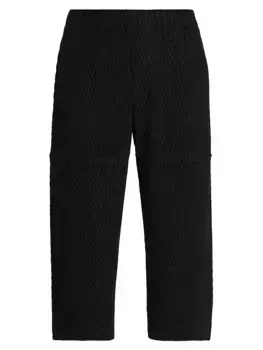 Брюки со складками и эластичным поясом Homme Pliss Issey Miyake, черный