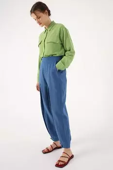 Брюки со складками и пуговицами цвета индиго ALL DAY