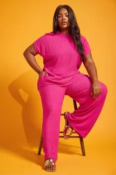 Брюки со складками и складками Yours, розовый