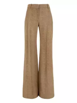 Брюки со складками и узором в елочку Ermanno Scervino, коричневый