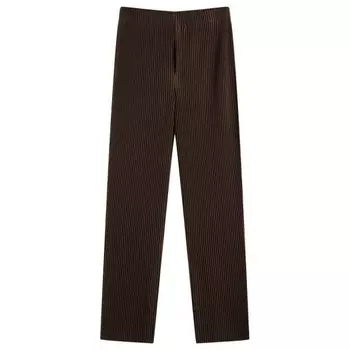Брюки со складками и застежкой на кнопки Homme Pliss Issey Miyake, цвет mud brown