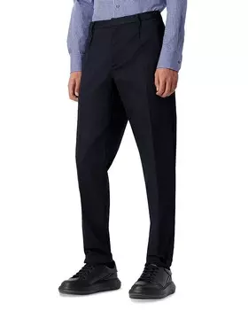 Брюки со складками из хлопка стрейч Emporio Armani, синий