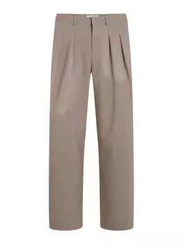 Брюки со складками спереди Calvin Klein Jeans Wide leg Pleat-Front Pants, серо-коричневый