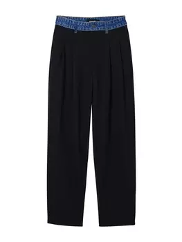 Брюки со складками спереди Desigual Loose fit Pleat-Front Pants, черный