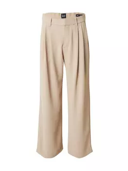 Брюки со складками спереди GAP Wide leg Pleat-Front Pants 365, бежевый
