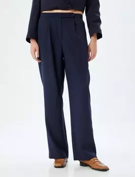 Брюки со складками спереди Koton Loose fit Pleat-Front Pants, темно-синий