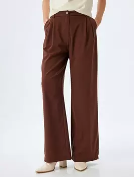 Брюки со складками спереди Koton Loose fit Pleat-Front Pants, коричневый