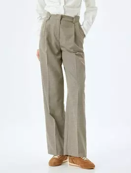 Брюки со складками спереди Koton Regular Pleat-Front Pants, коричневый