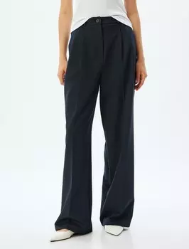 Брюки со складками спереди Koton Wide leg Pleat-Front Pants, темно-синий