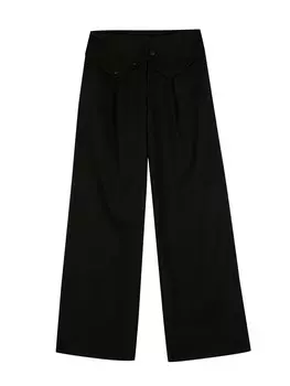 Брюки со складками спереди Koton Wide leg Pleat-Front Pants, черный