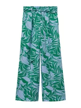 Брюки со складками спереди MANGO Loose fit Pleat-Front Pants Twist, зеленый