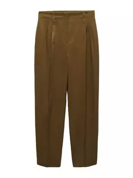 Брюки со складками спереди MANGO Loose fit Pleat-Front Pants Joao, оливковый