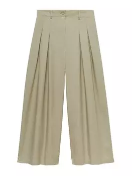 Брюки со складками спереди MANGO Loose fit Pleat-Front Pants NOELIA, хаки