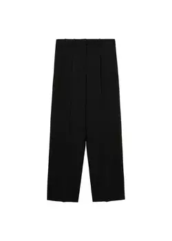 Брюки со складками спереди MANGO Loose fit Pleat-Front Pants Wanda, черный
