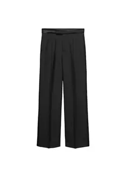Брюки со складками спереди MANGO Wide leg Pleat-Front Pants Party, черный