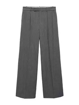 Брюки со складками спереди MANGO Wide leg Pleat-Front Pants Bowery, серый