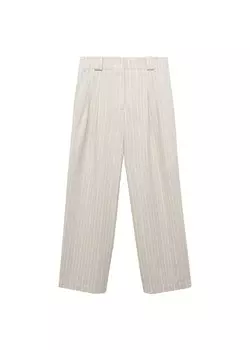 Брюки со складками спереди MANGO Wide leg Pleat-Front Pants Eva, бежевый