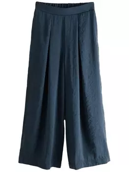Брюки со складками спереди Next Wide leg Pleat-Front Pants, темно-синий