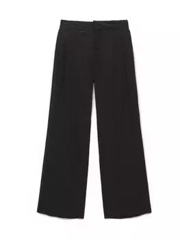 Брюки со складками спереди Pull&Bear Wide leg Pleat-Front Pants, черный