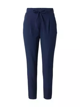 Брюки со складками спереди VERO MODA Tapered Pleat-Front Pants AVA, темно-синий