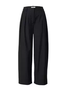 Брюки со складками спереди WEEKDAY Wide leg Pleat-Front Pants Hazel, черный