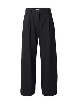 Брюки со складками спереди WEEKDAY Wide leg Pleat-Front Pants Dara, черный