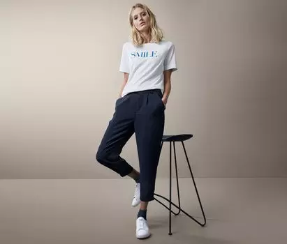 Брюки со складками Tchibo, темно-синий