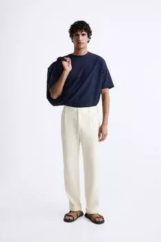 Брюки со склисами ZARA, экрю