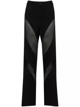 Брюки со вставками из шелка Mugler, черный