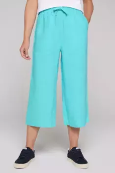 Брюки SOCCX льняные, с укороченными штанинами, цвет Lagoon Blue