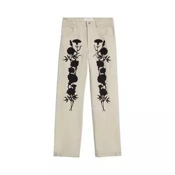 Брюки Song for the Mute Embroidered Foliage Pant Off White, кремовый