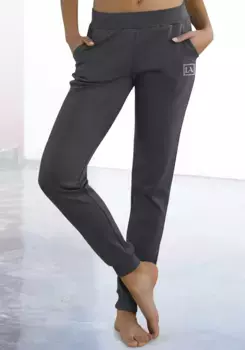 Брюки спортивные LASCANA ACTIVE, узкого кроя, с манжетами, антрацит