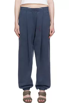 Брюки спортивные плиссированные с логотипом на поясе Alexanderwang.T, цвет vintage navy