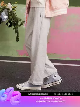 Брюки спортивные прямого кроя Converse с вышивкой, бело-серый