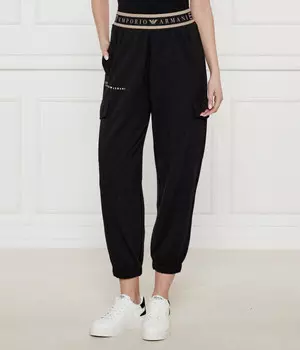 Брюки спортивные женские Ea7 карго с логотипом на поясе, черный