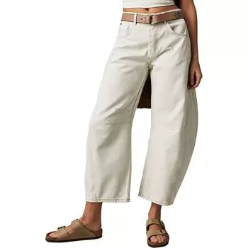 Брюки средней посадки barrel Free People, цвет milk