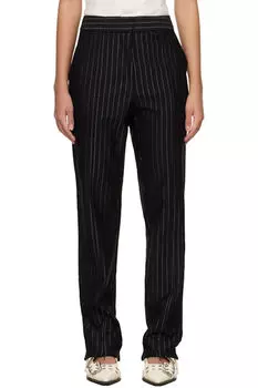 Брюки средней посадки в черную полоску GANNI