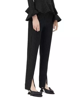 Брюки средней посадки в полоску GANNI, черный